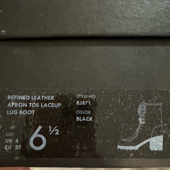 J. Crew New in Box Refined Leather Apron Toe Laceup Lug Boot size 6.5 black NWT - Picture 4 of 5